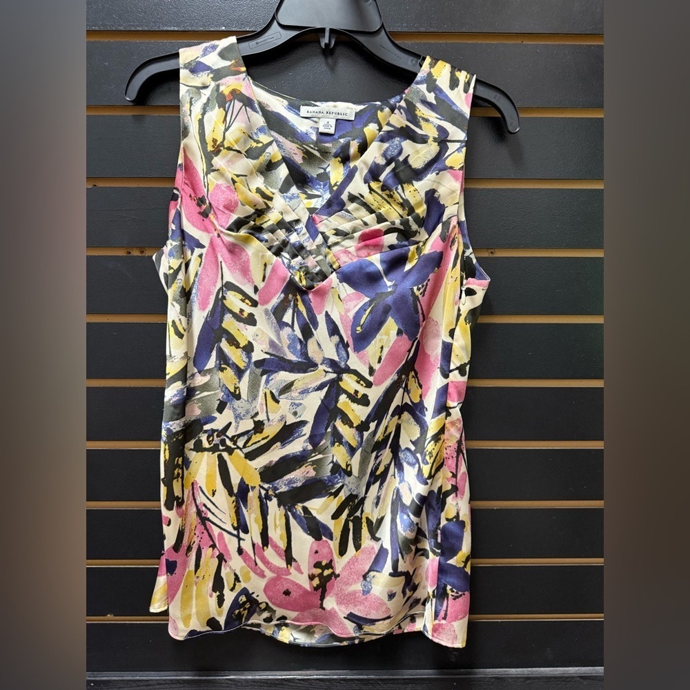 Banana Republic Abstract Floral Sleeveless Top Sz 4